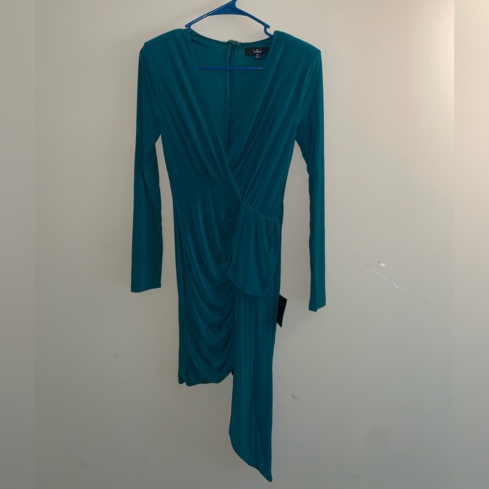 Lulus Marlay Emerald Green Ruched Long‎ Sleeve Bodycon Dress - Picture 3 of 11